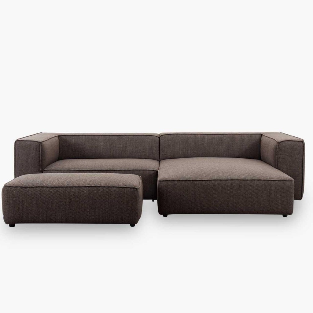 Ecksofa 18050 around the block in Stoff T88 braun - Ecksofa Stoff