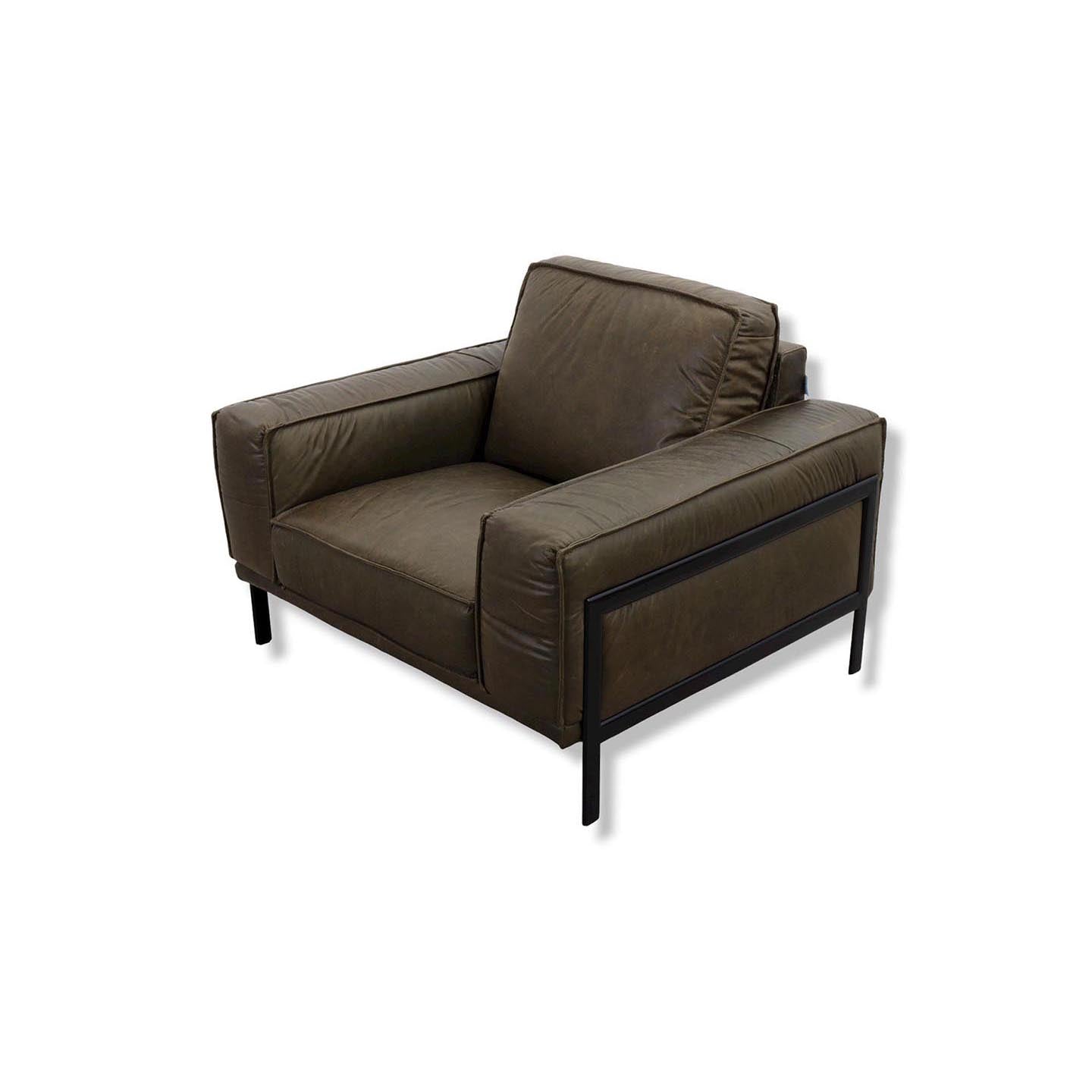 Top Sofagarnitur in Leder Las Vegas olive green - Sofa Leder