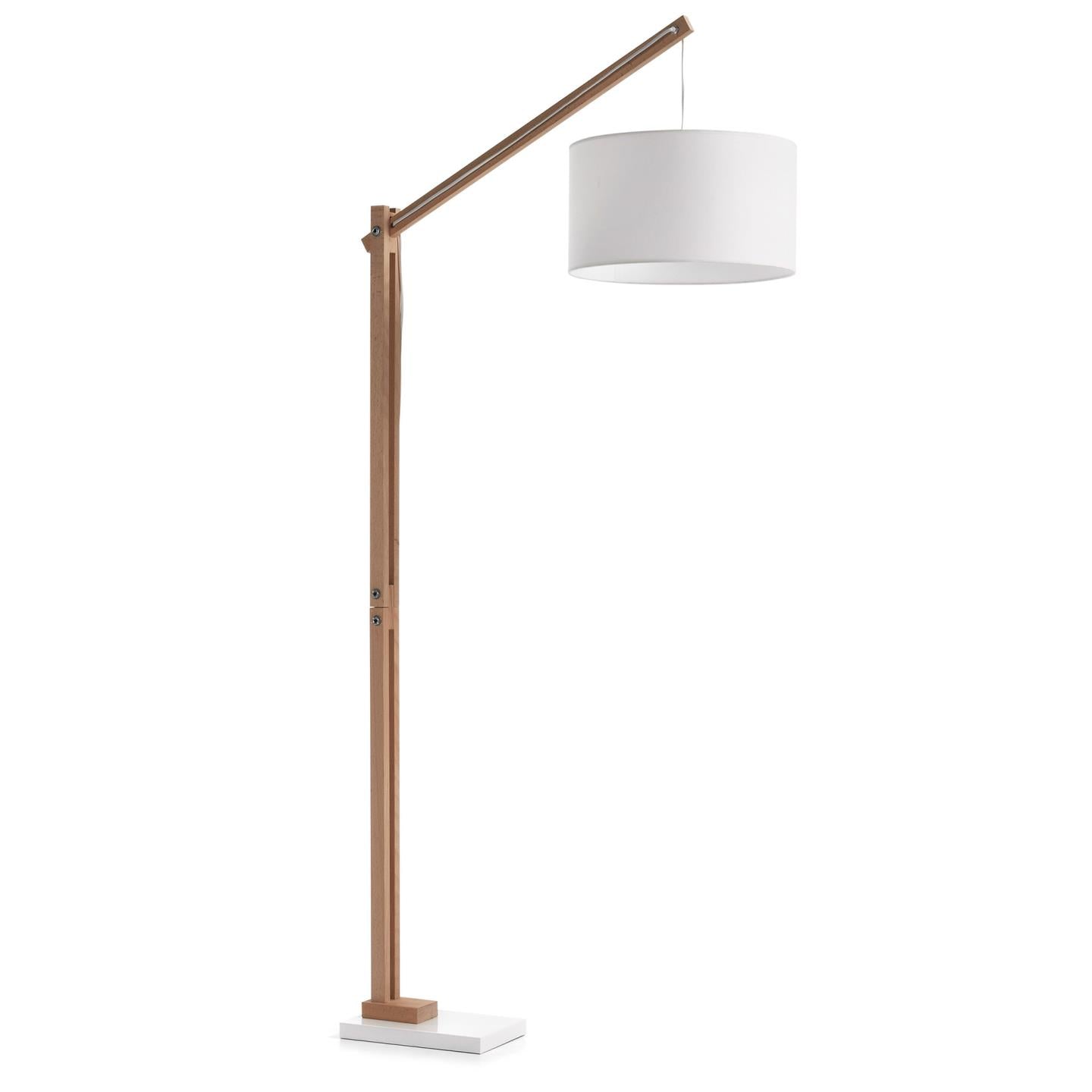 Stehlampe Riaz aus massiver Buche mit weißem Lampenschirm - Sitzdesign