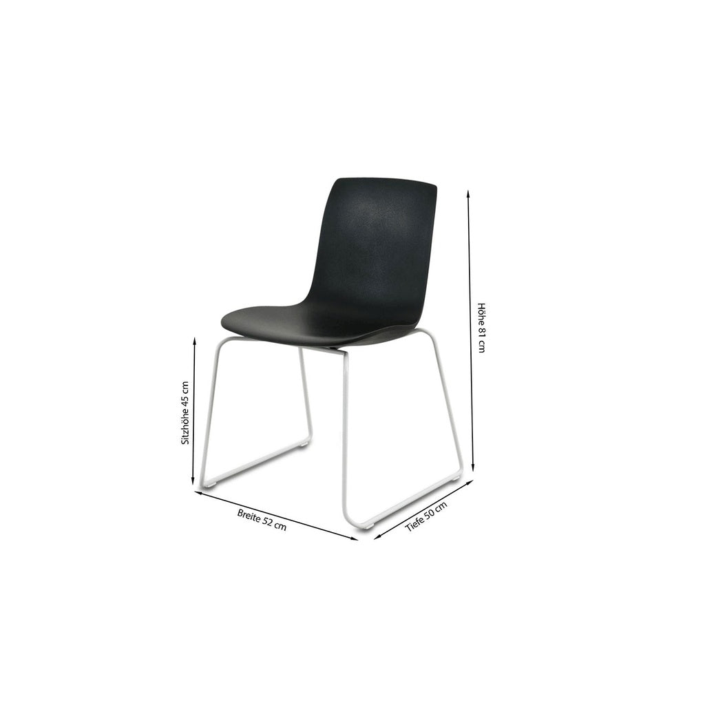 6x Stuhl OTIS Kufengestell in Polyurethane schwarz - Stuhl Kunststoff