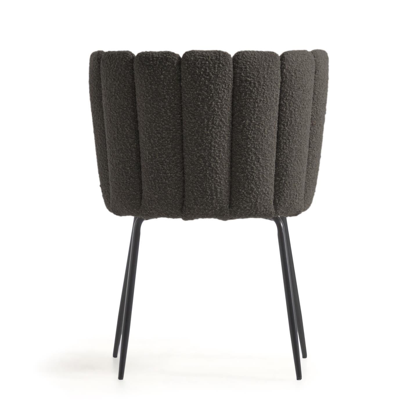 Aniela 2er Stuhl Set in Boucle Stoff schwarz - Sitzdesign
