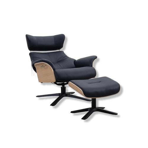 Bild 1 in Galerieansicht laden. Fernsehsessel Air in Leder Sauvage dark blue - Relaxsessel Leder