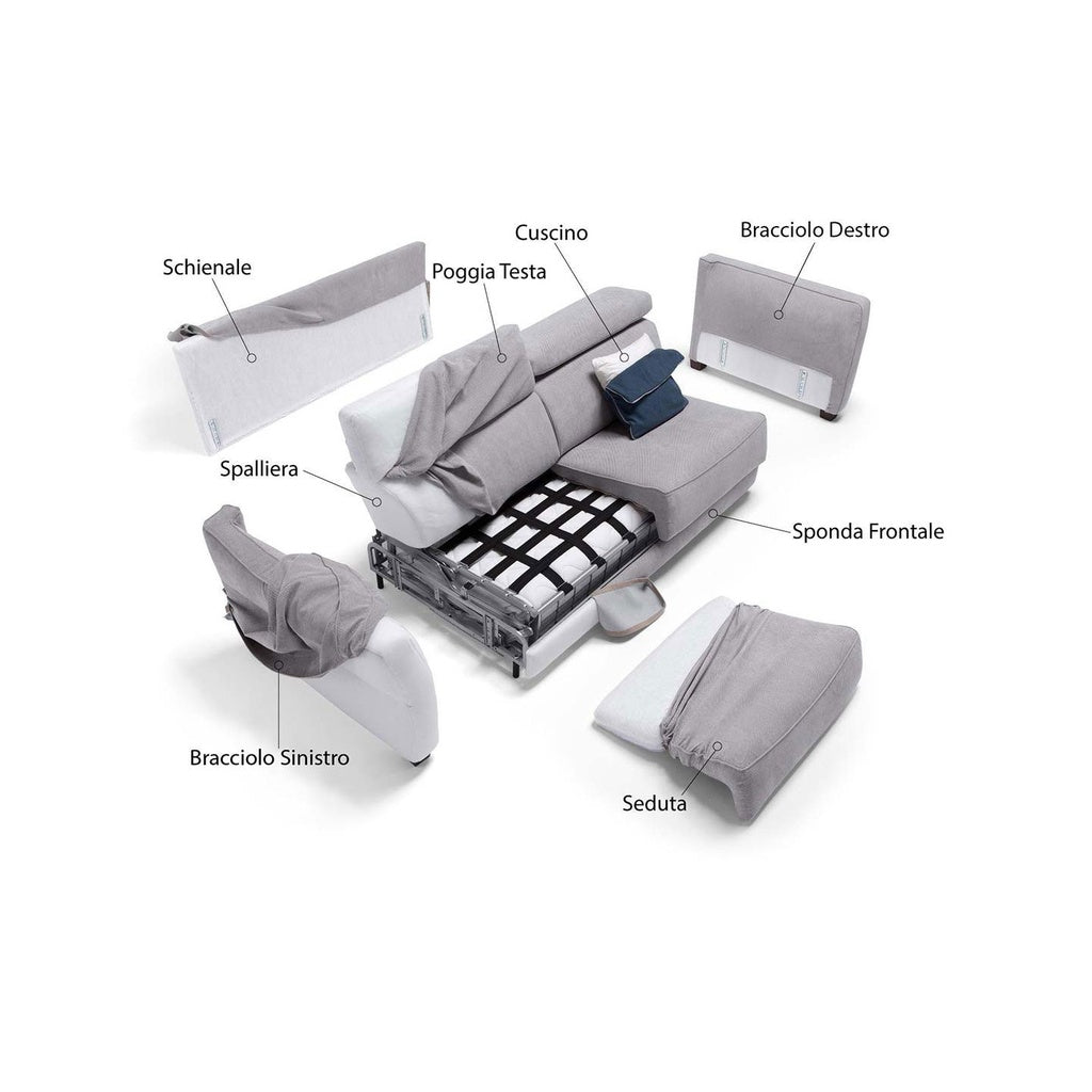 Schlafsofa Tokyo in Stoff Ornellaia braun - Schlafsofa Stoff