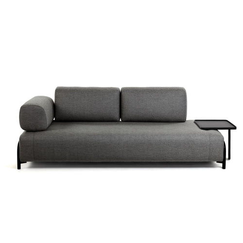 Bild 1 in Galerieansicht laden. Sofa COMPO in Stoff dunkelgrau mit Tablett - Sitzdesign