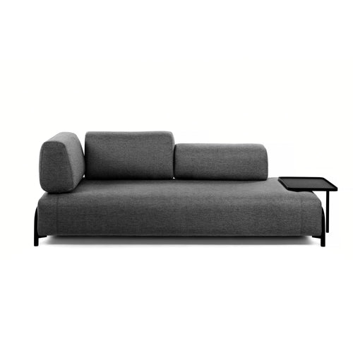 Bild 1 in Galerieansicht laden. Sofa COMPO in Stoff dunkelgrau mit Tablett - Sitzdesign