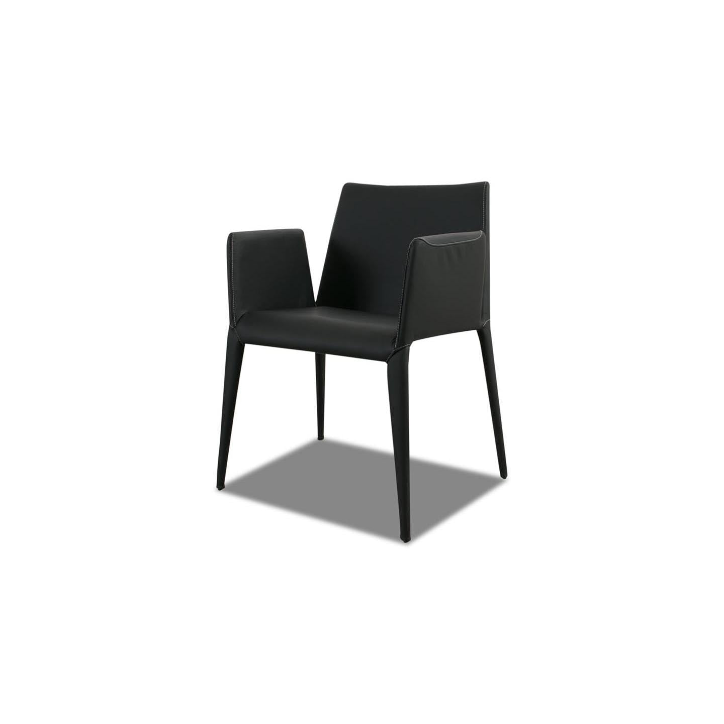 Armstuhl FILE in Leder schwarz - Stuhl Leder