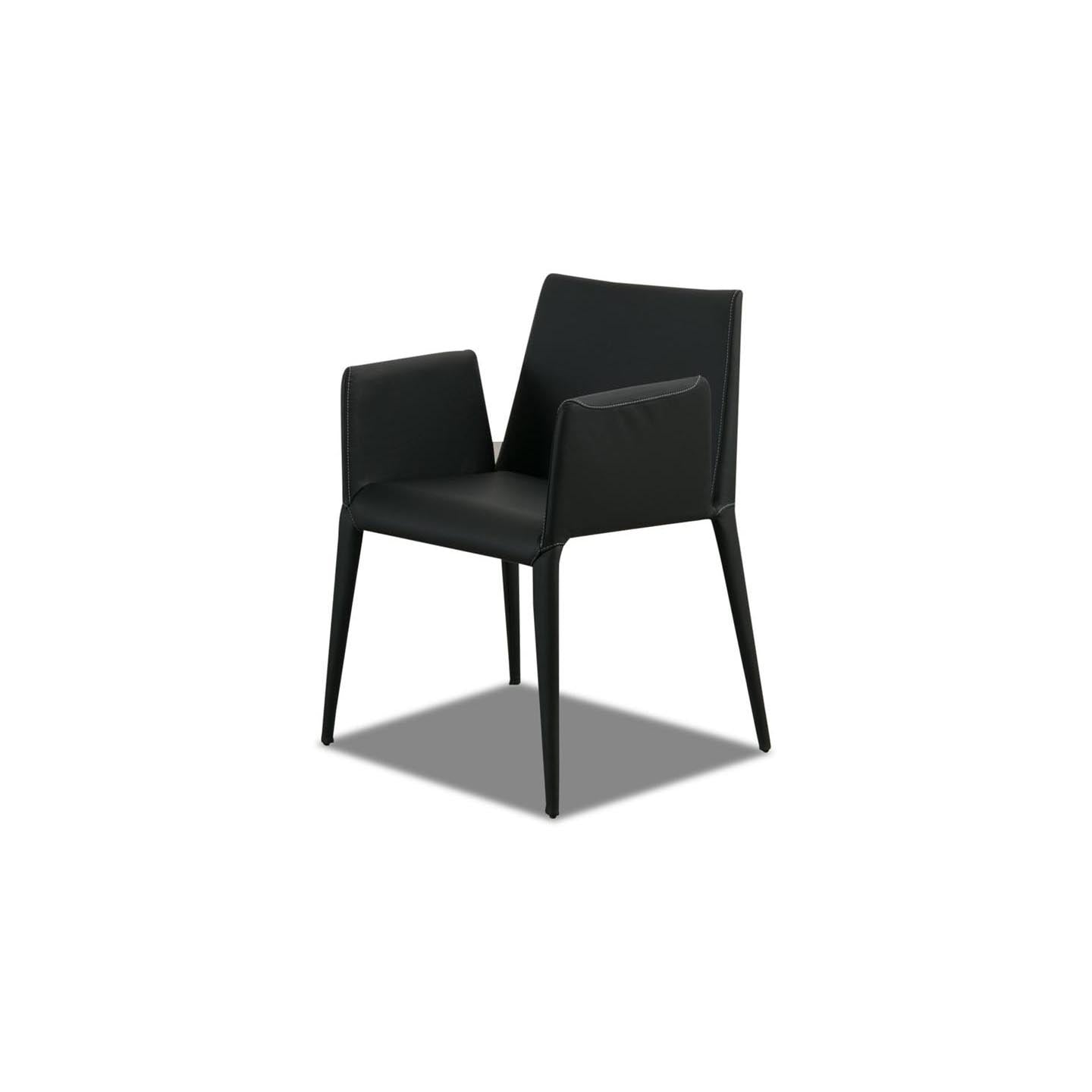 Armstuhl FILE in Leder schwarz - Stuhl Leder