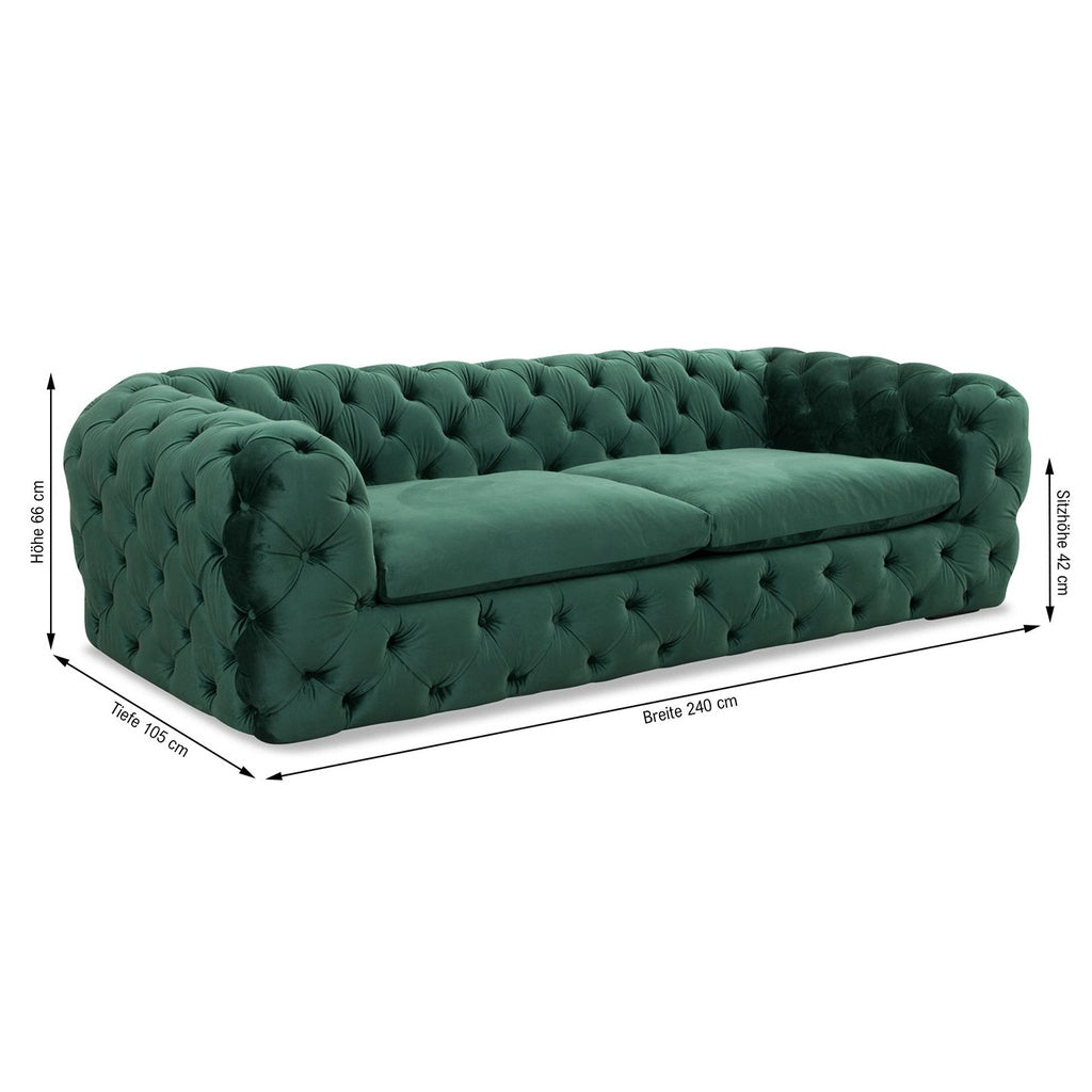 Sofa Chester Pluto in Stoff Amsterdam dunkelgrün - Sitzdesign