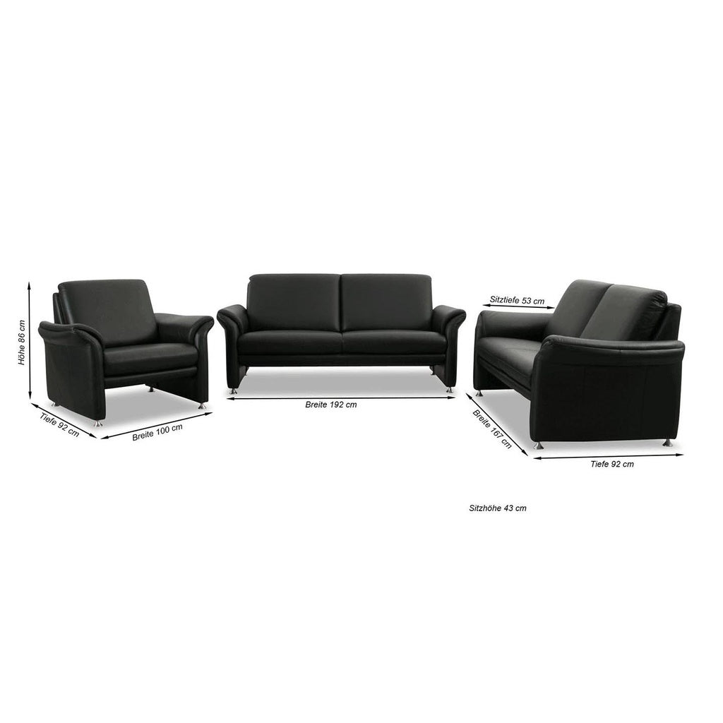 Couchgarnitur 24980 Variante LUCCA in Leder Z62 schwarz - Sitzdesign
