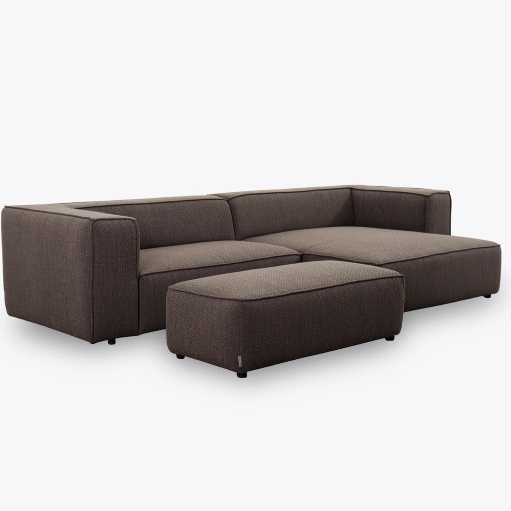 Ecksofa 18050 around the block in Stoff T88 braun - Ecksofa Stoff
