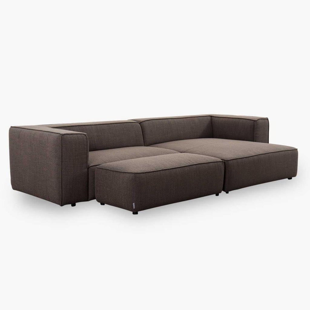 Ecksofa 18050 around the block in Stoff T88 braun - Ecksofa Stoff