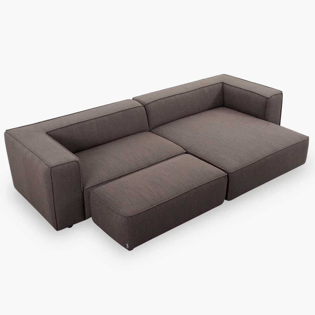 Ecksofa 18050 around the block in Stoff T88 braun - Ecksofa Stoff