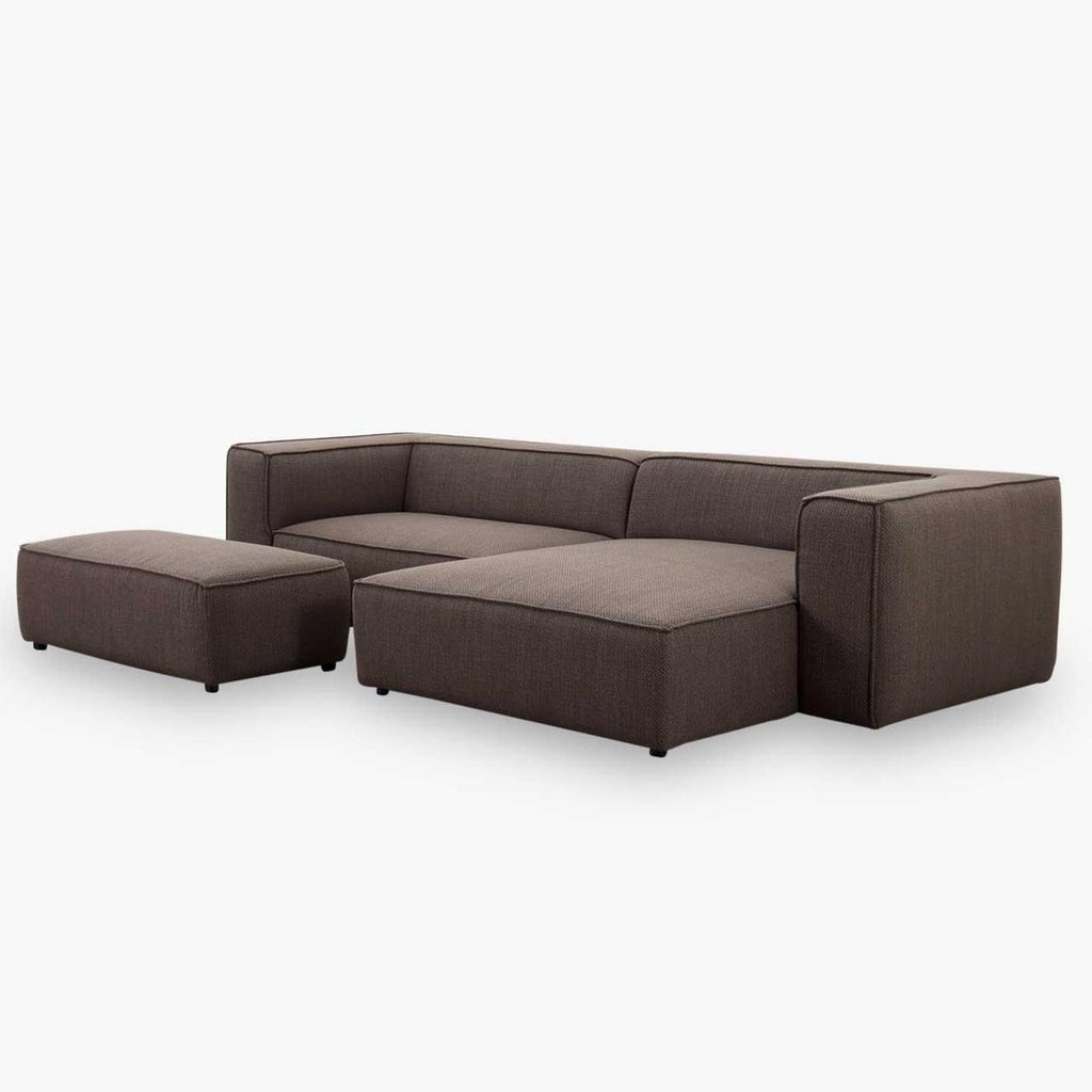Ecksofa 18050 around the block in Stoff T88 braun - Ecksofa Stoff