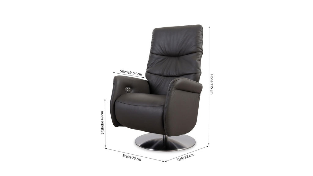 Fernsehsessel mit Doppelmotor 32630 LIMBOO in Leder Z73 graphite - Relaxsessel Leder