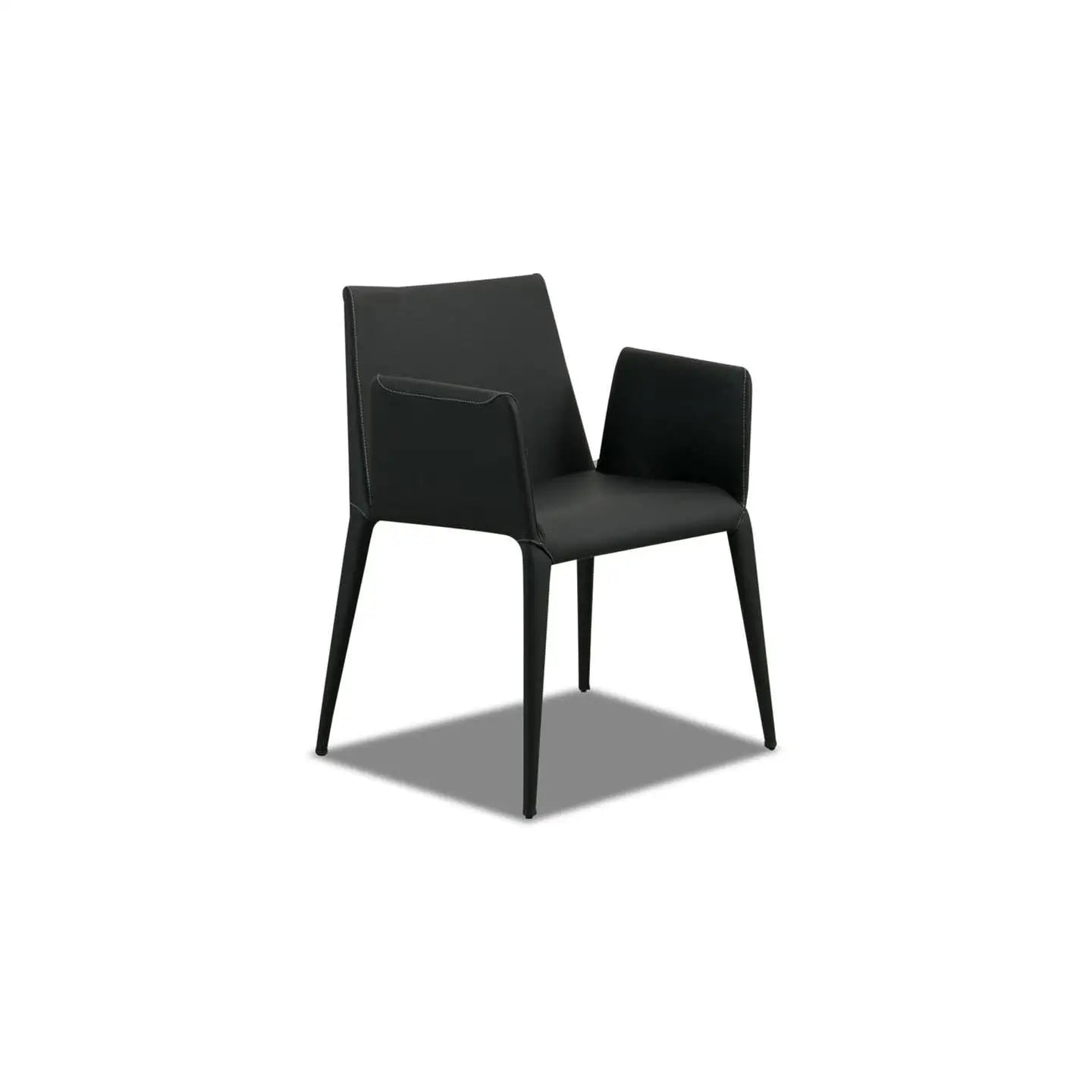 Armstuhl FILE in Leder schwarz - Stuhl Leder