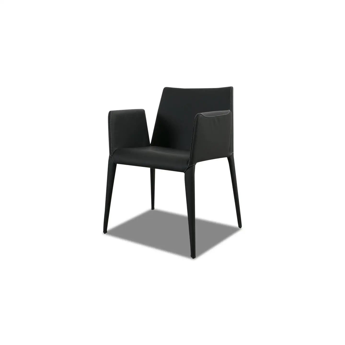 Armstuhl FILE in Leder schwarz - Stuhl Leder