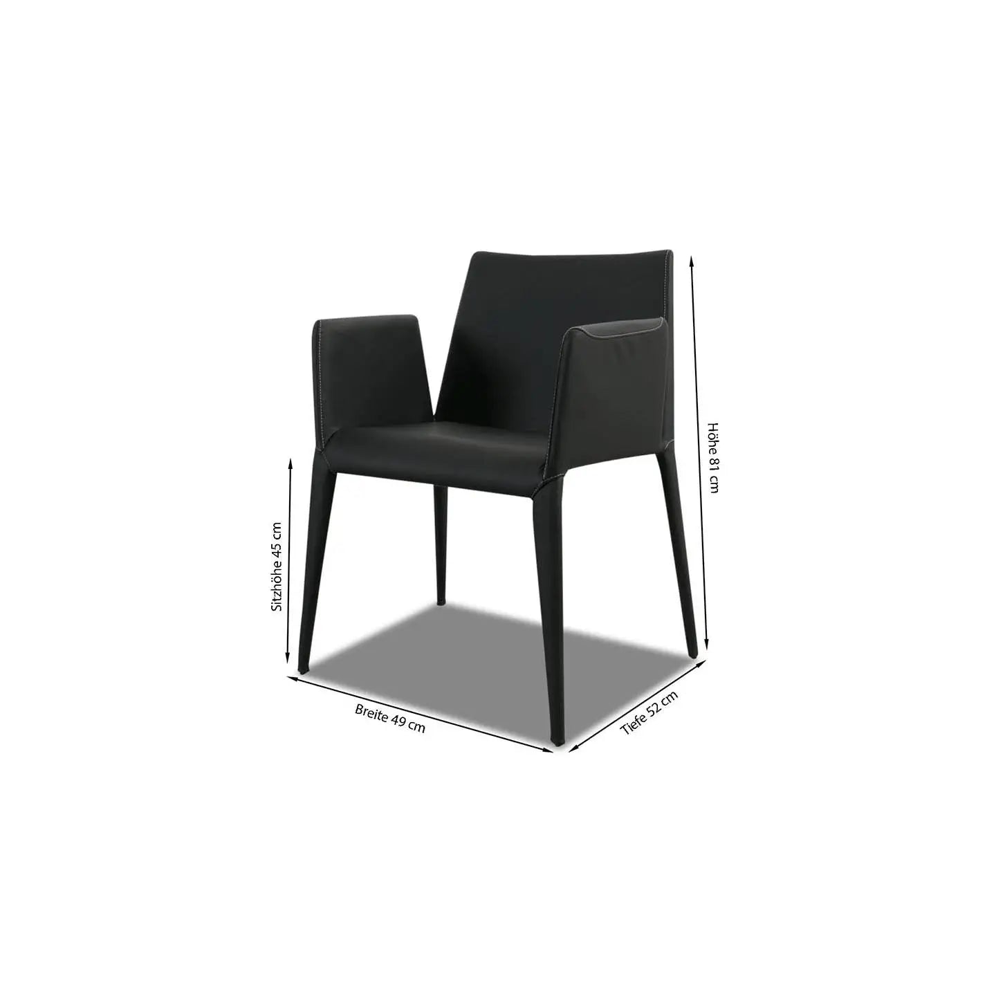 Armstuhl FILE in Leder schwarz - Stuhl Leder
