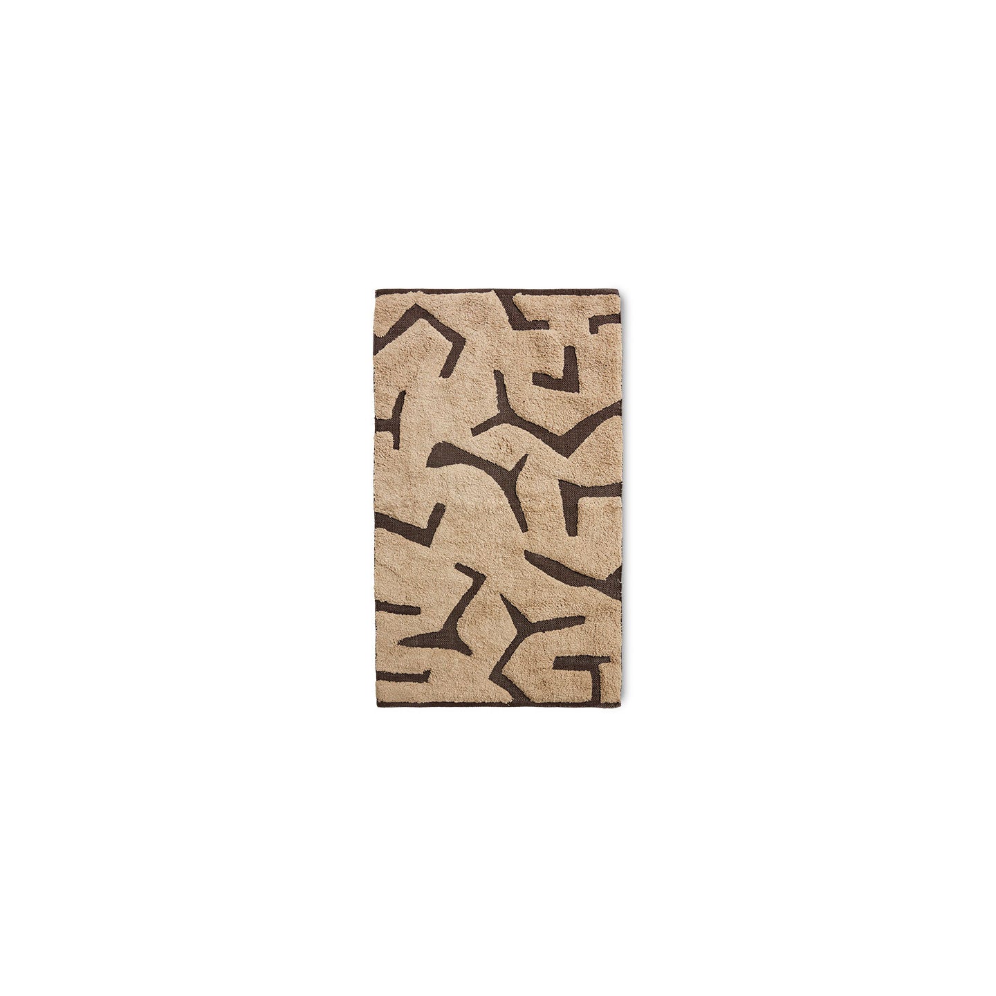 Badematte aus Baumwolle in braun/creme - Badematte