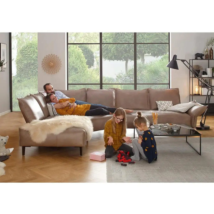 Ecksofa 16660 BONNIE in Leder Z75 sand vorstehend links - Ecksofa Leder