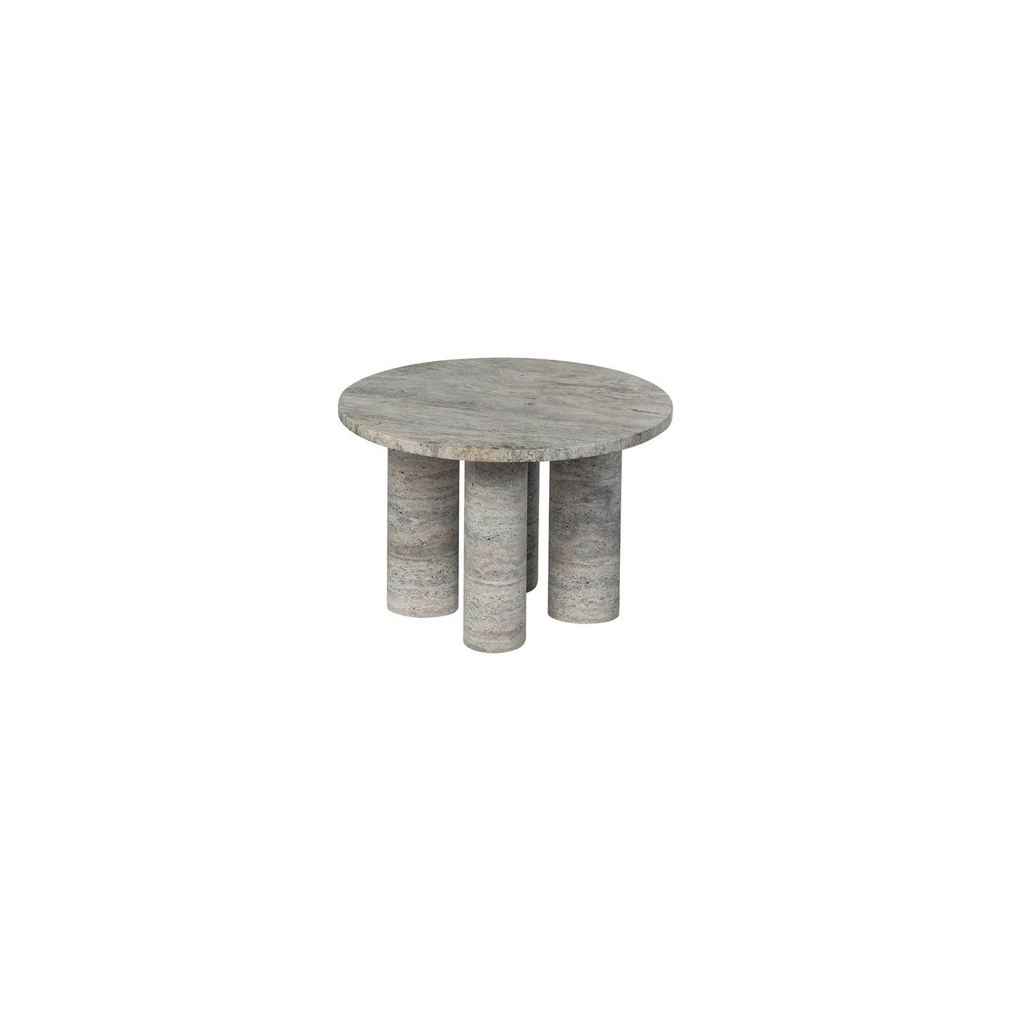 Beistelltisch VOLOS in Naturstein - silver travertine / Rund