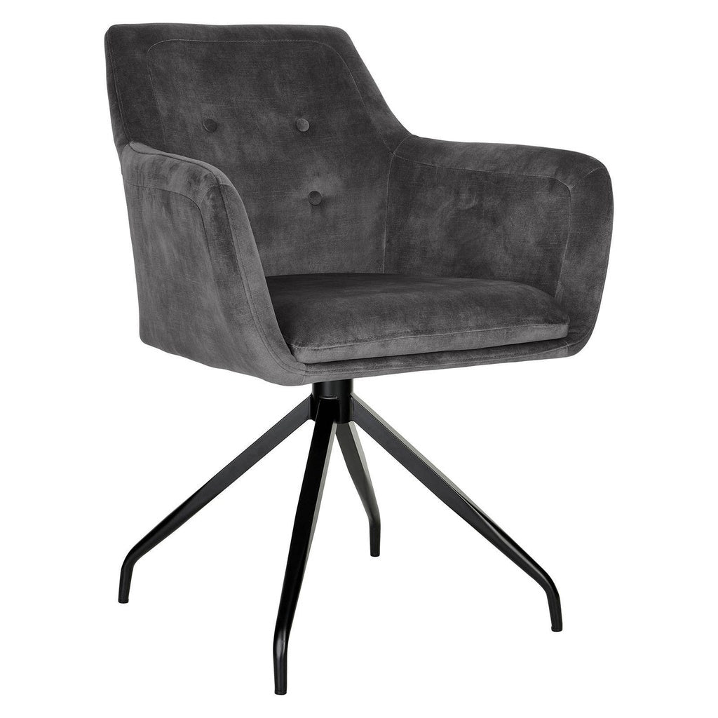 JUPITER Stuhl 2er Set mit Armlehne in Microfaser Velour - Stuhl Stoff