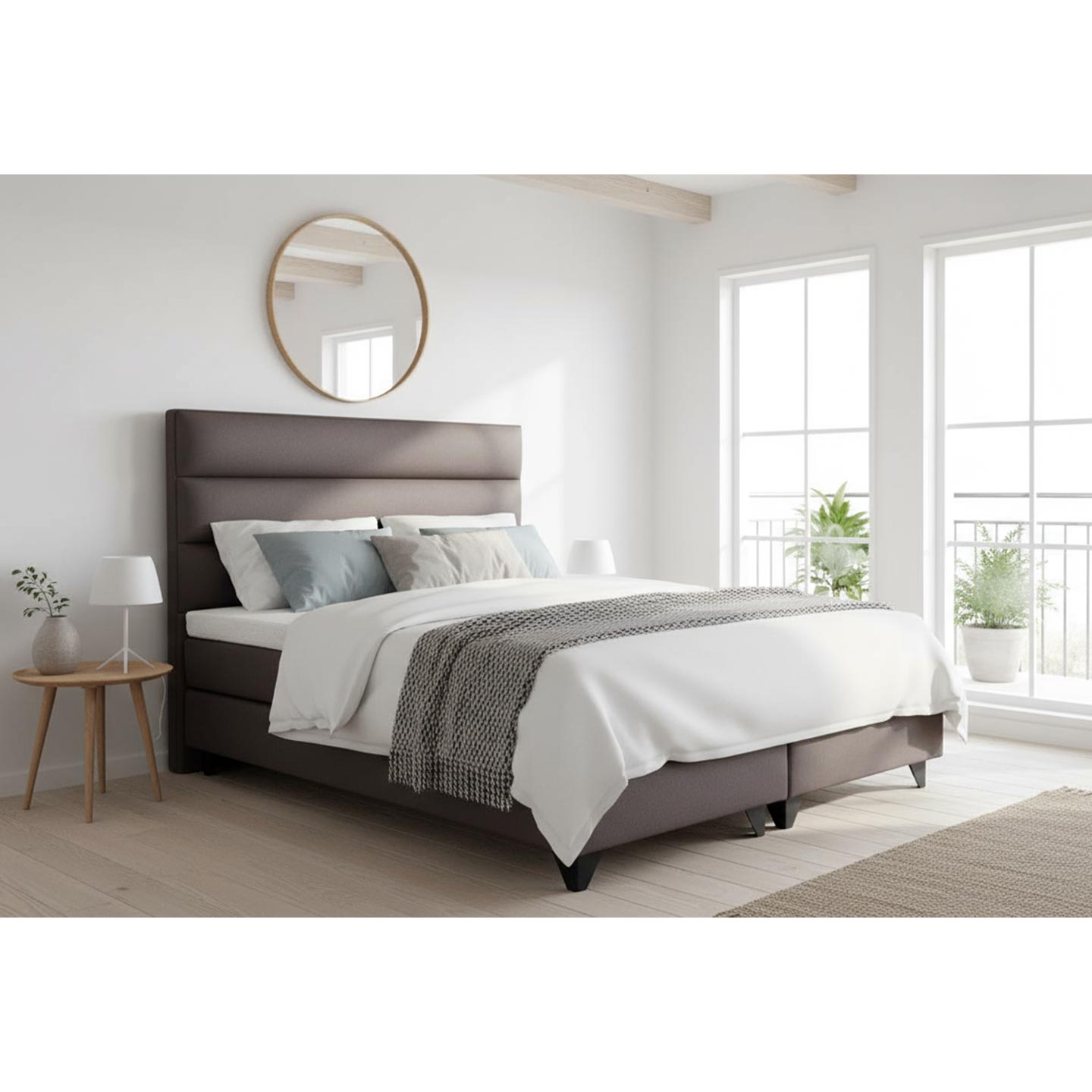 Boxspringbett Premium Celine 180x200 in Stoff Gomez anthrazit - Bett
