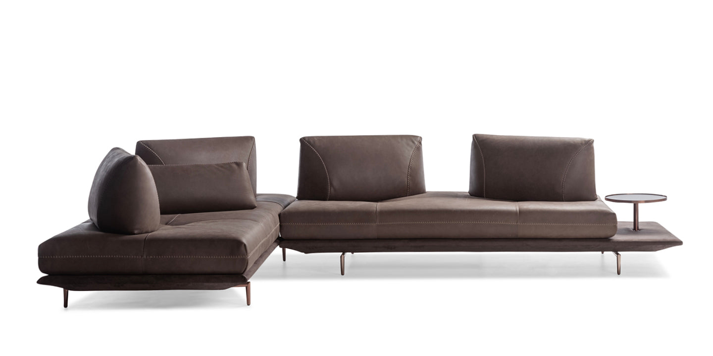Calia Italia Gianduiotto JR Sofa in Kombination Leder Mammut und Stoff Ginevra - Ecksofa Leder