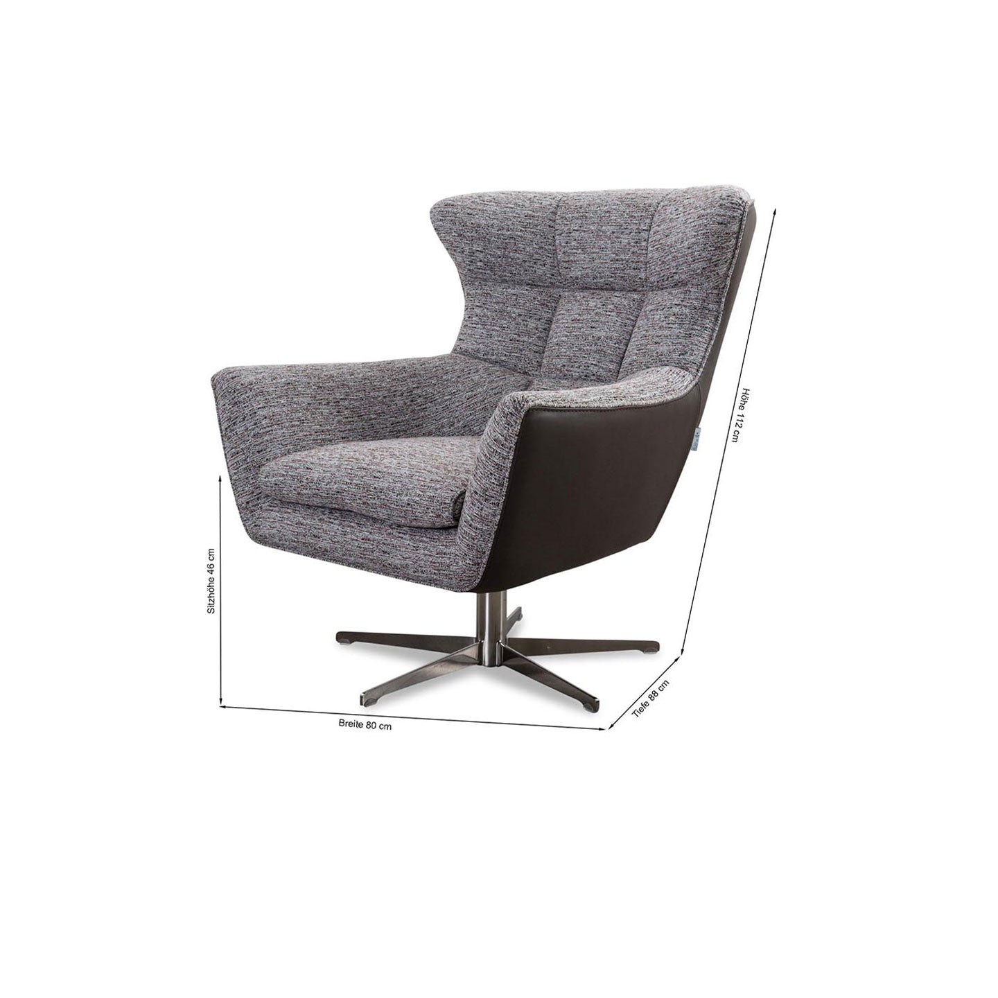 Drehessel JACOB in Stoff Nisa rosa und Leder smooth taupe - Sessel Leder