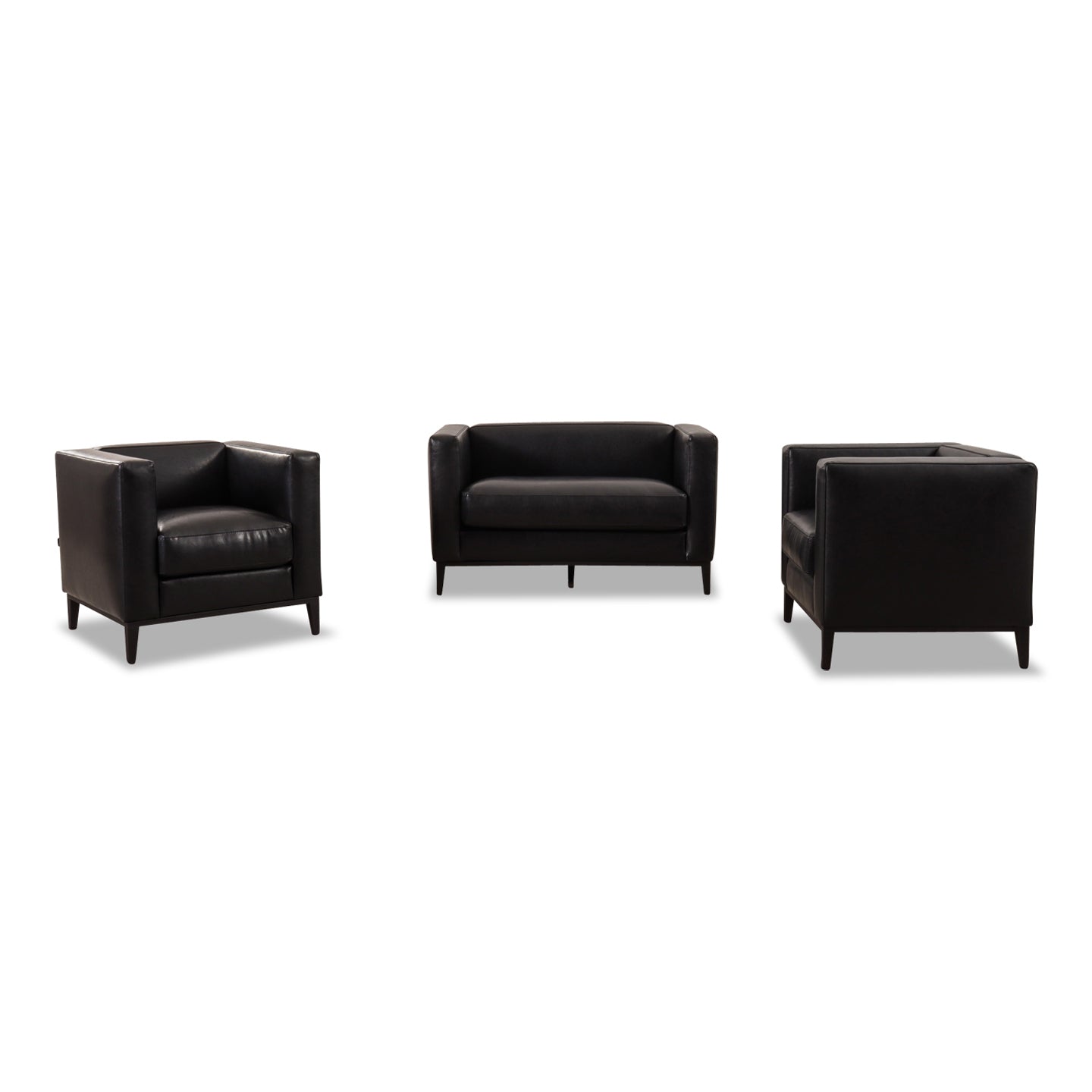 Sofagarnitur BLOK in Leder Bycast schwarz - Sofa Leder