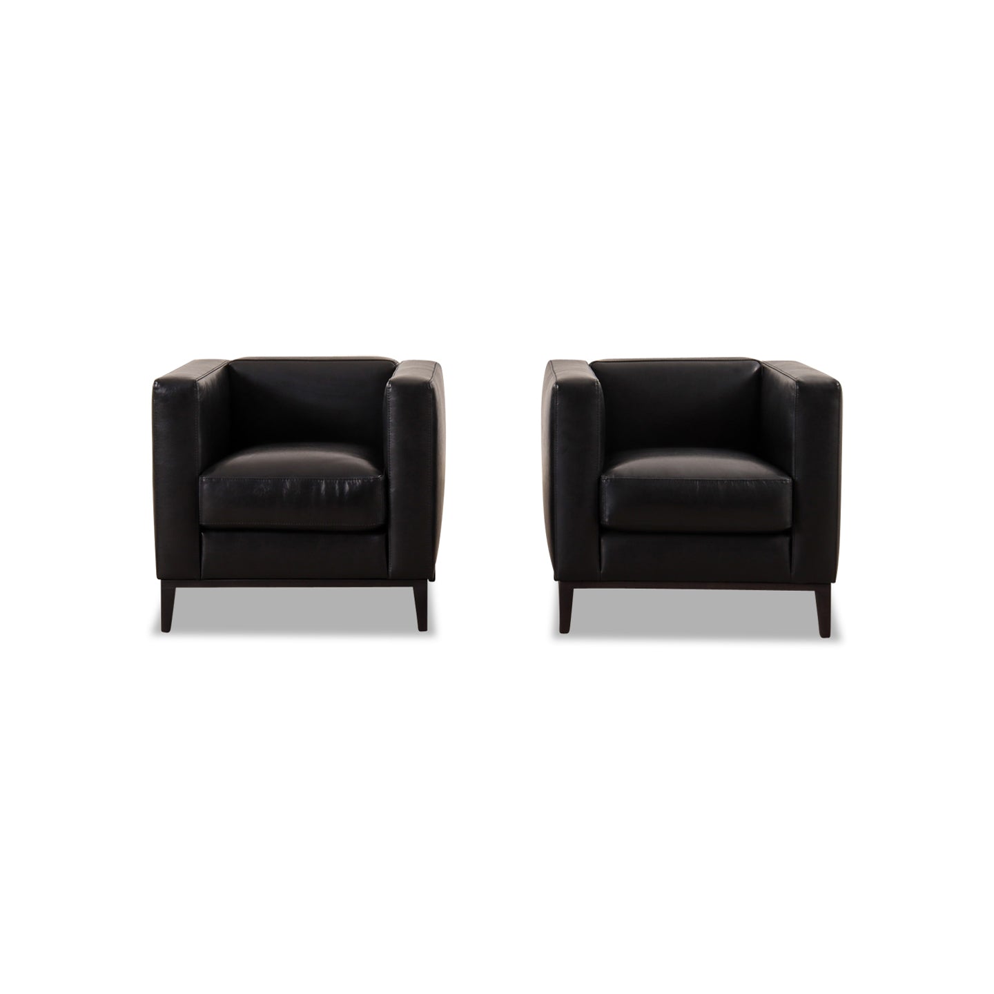 Sofagarnitur BLOK in Leder Bycast schwarz - Sofa Leder