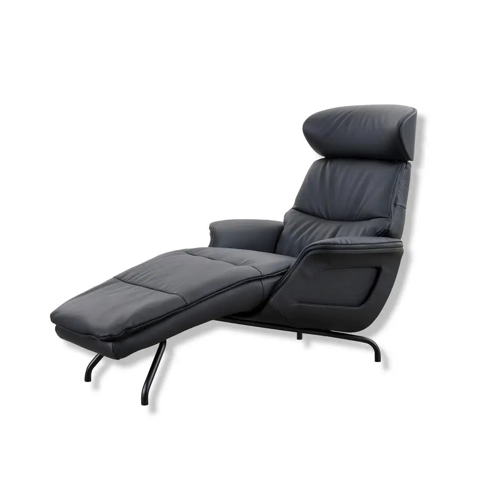 Chaiselonge CLEMENT in Leder Dakota deep black - Relaxsessel Leder