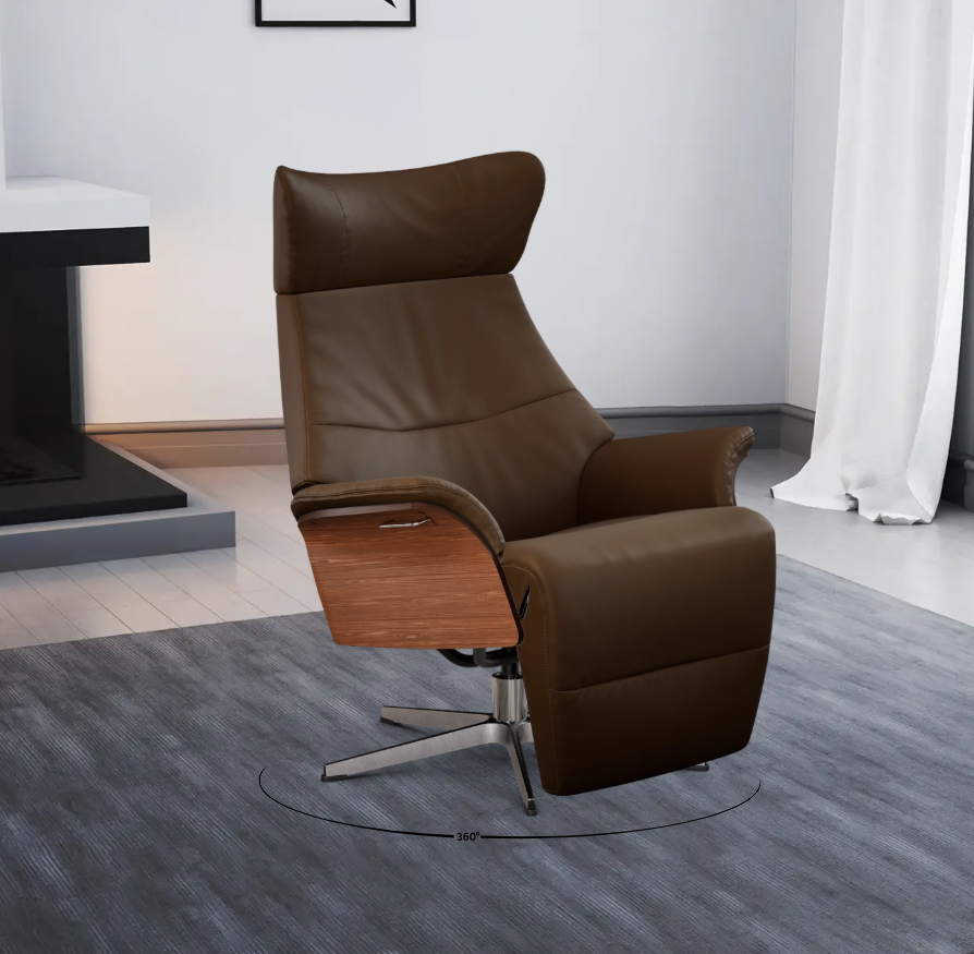 Conform Relaxsessel Air mit Fußstütze in Leder Fantasy - Brown 67 - Relaxsessel Leder