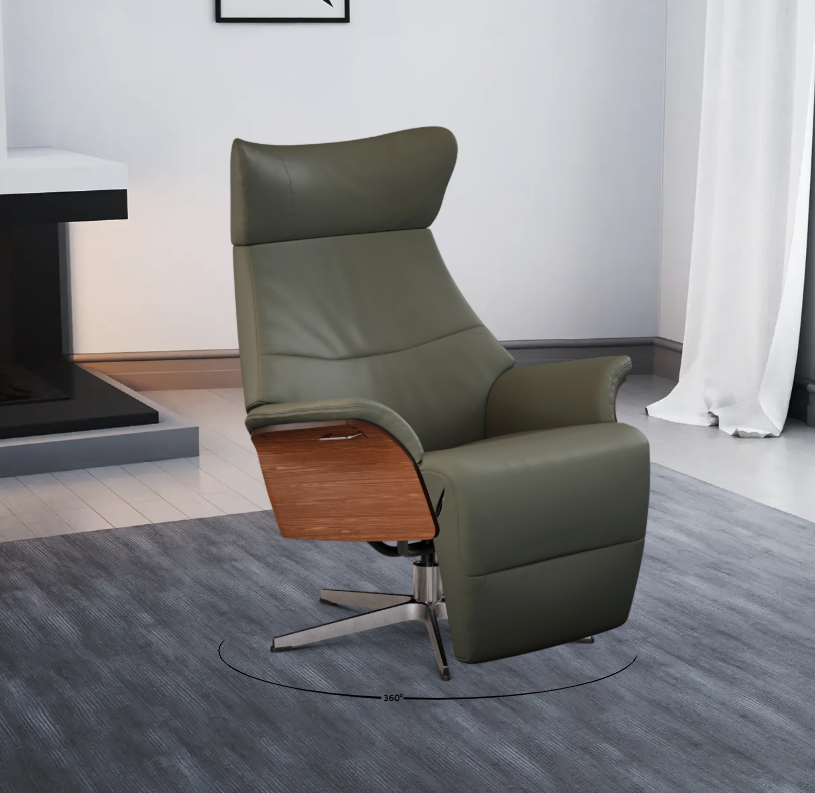 Conform Relaxsessel Air mit Fußstütze in Leder Fantasy - Dark grey 79 - Relaxsessel Leder