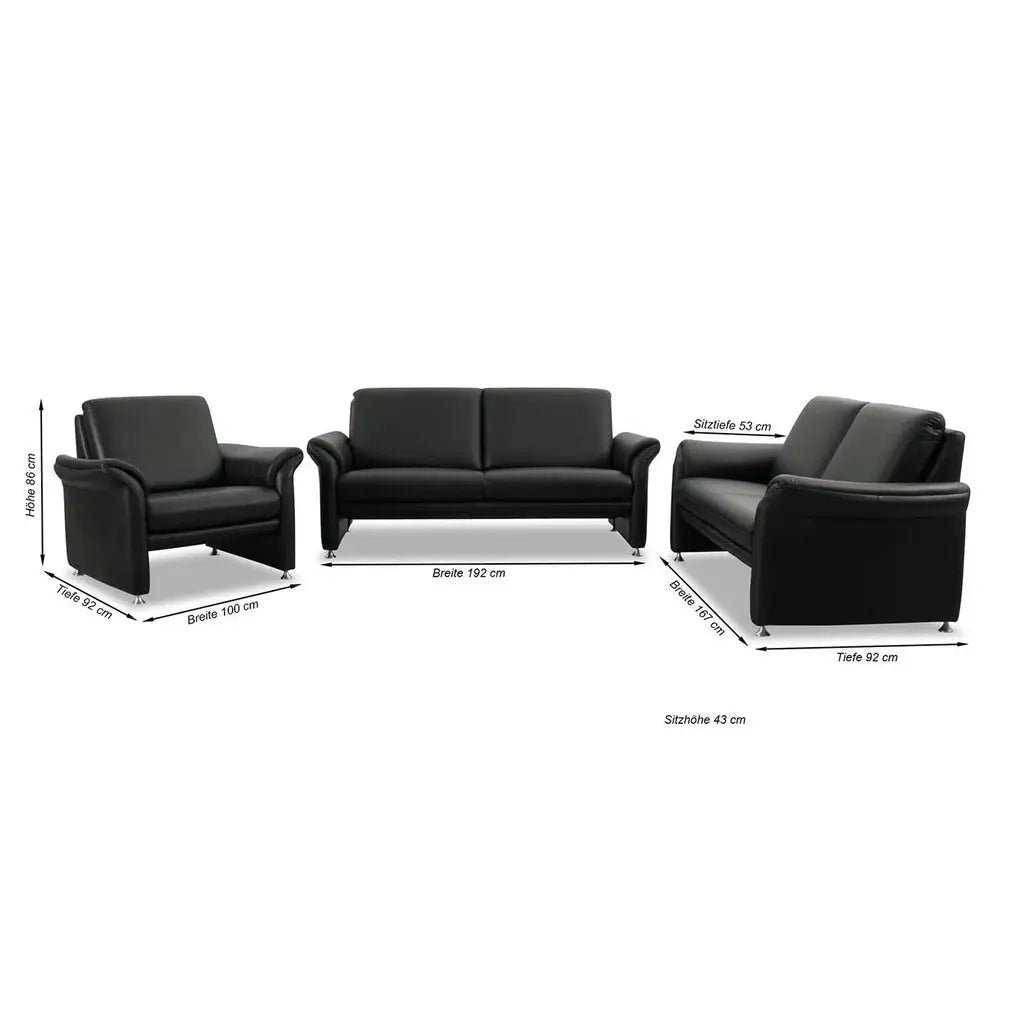 Couchgarnitur 24980 Variante LUCCA in Leder Z62 schwarz - Sitzdesign