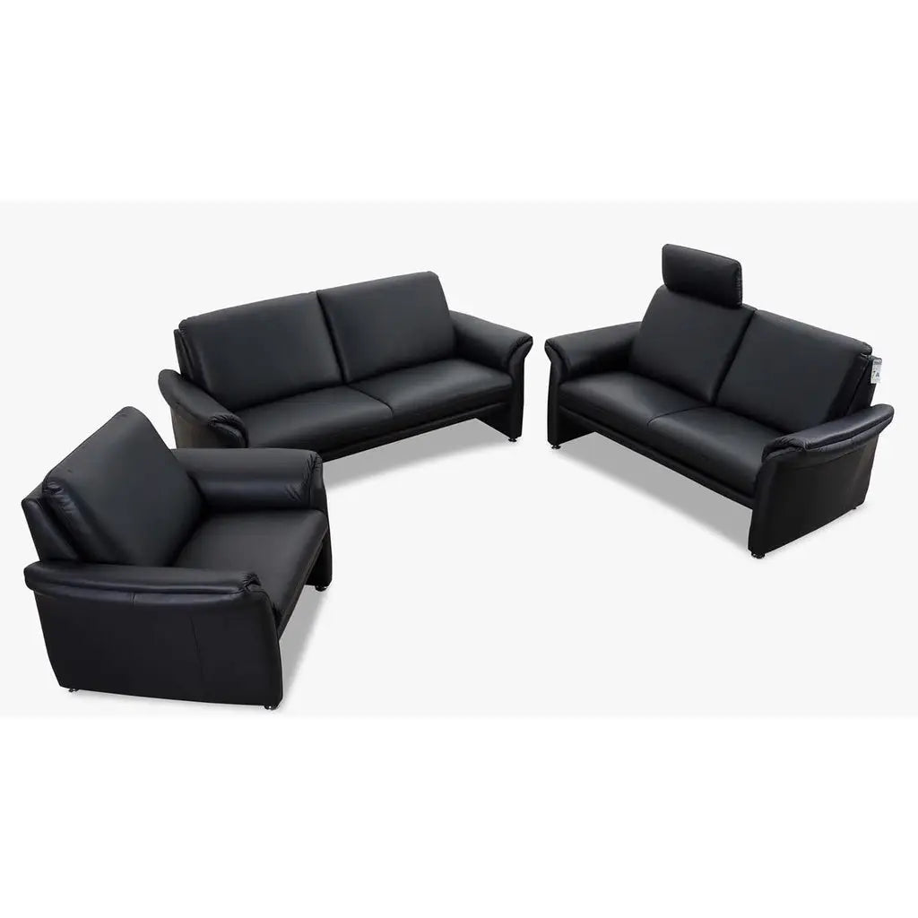Couchgarnitur 24980 Variante LUCCA in Leder Z62 schwarz - Sitzdesign