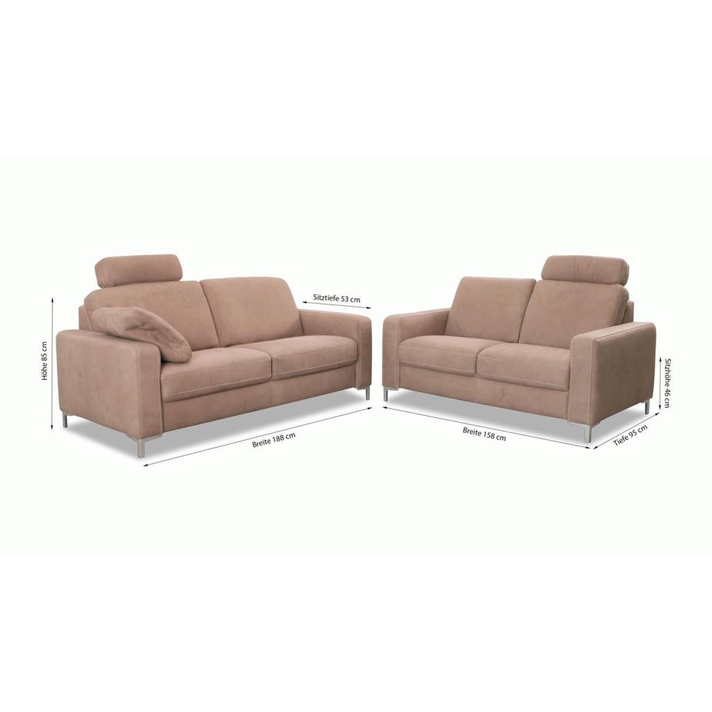 Couchgarnitur SOFACONCEPT Maestra in Leder Aurelia stone - Sofa Leder
