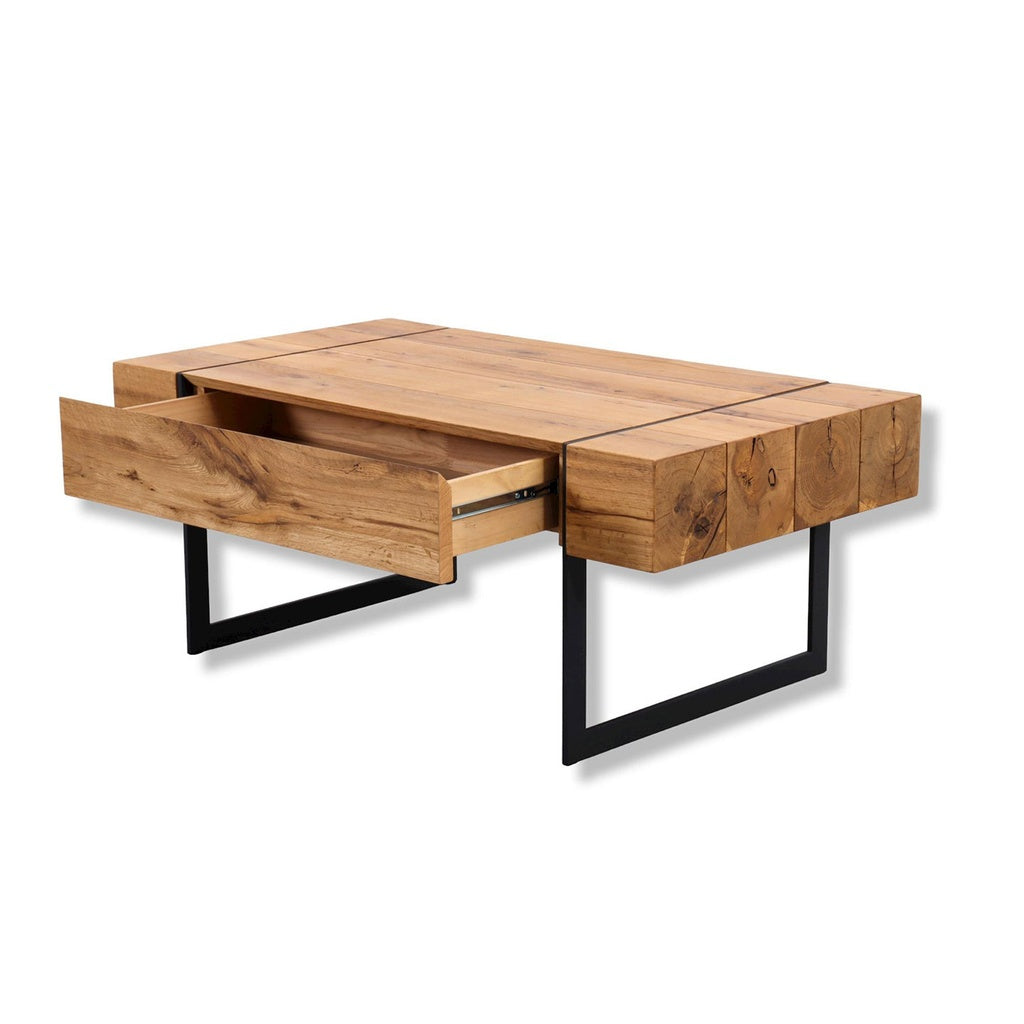 Couchtisch PAPHOS in Asteiche/Metall schwarz matt - Couchtisch