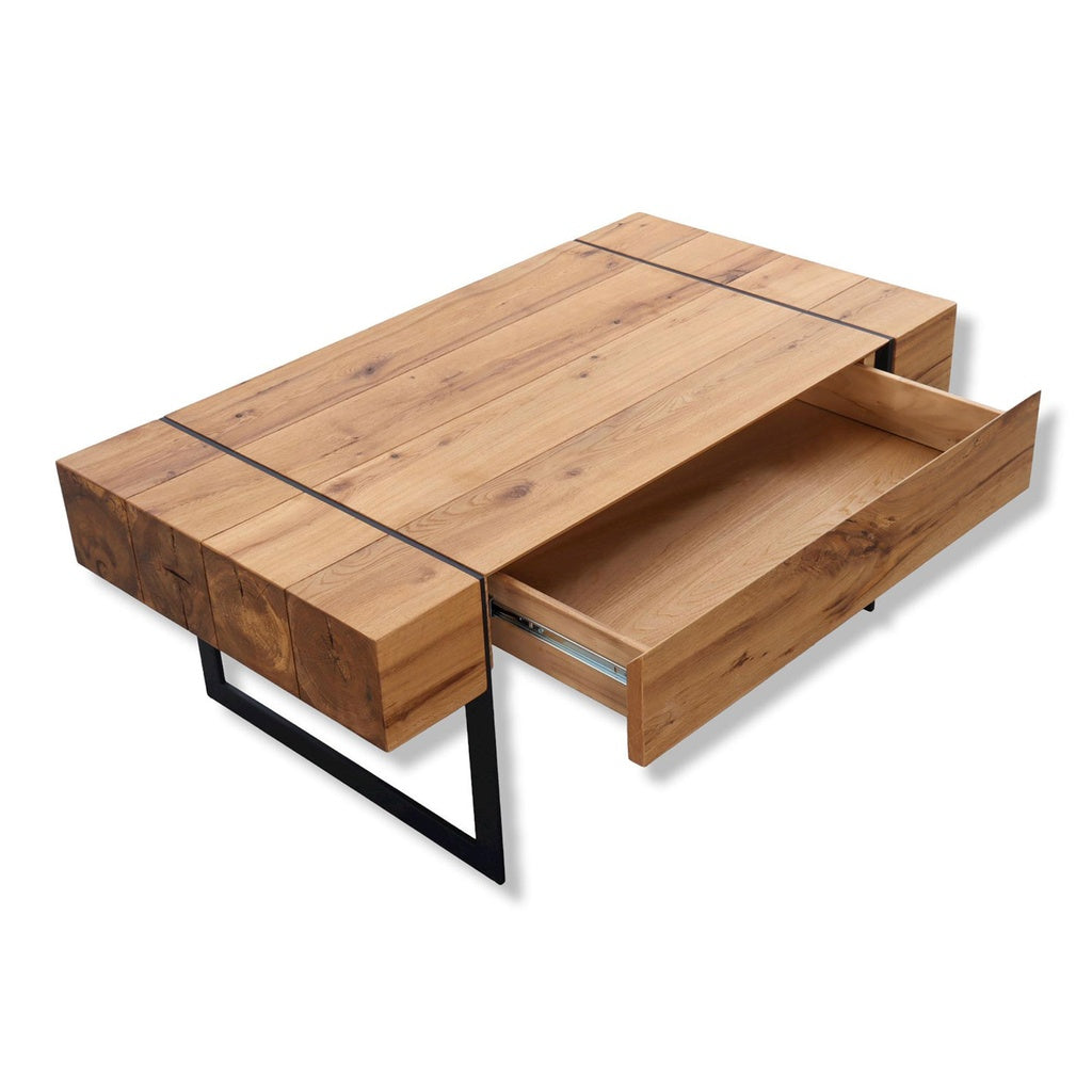 Couchtisch PAPHOS in Asteiche/Metall schwarz matt - Couchtisch