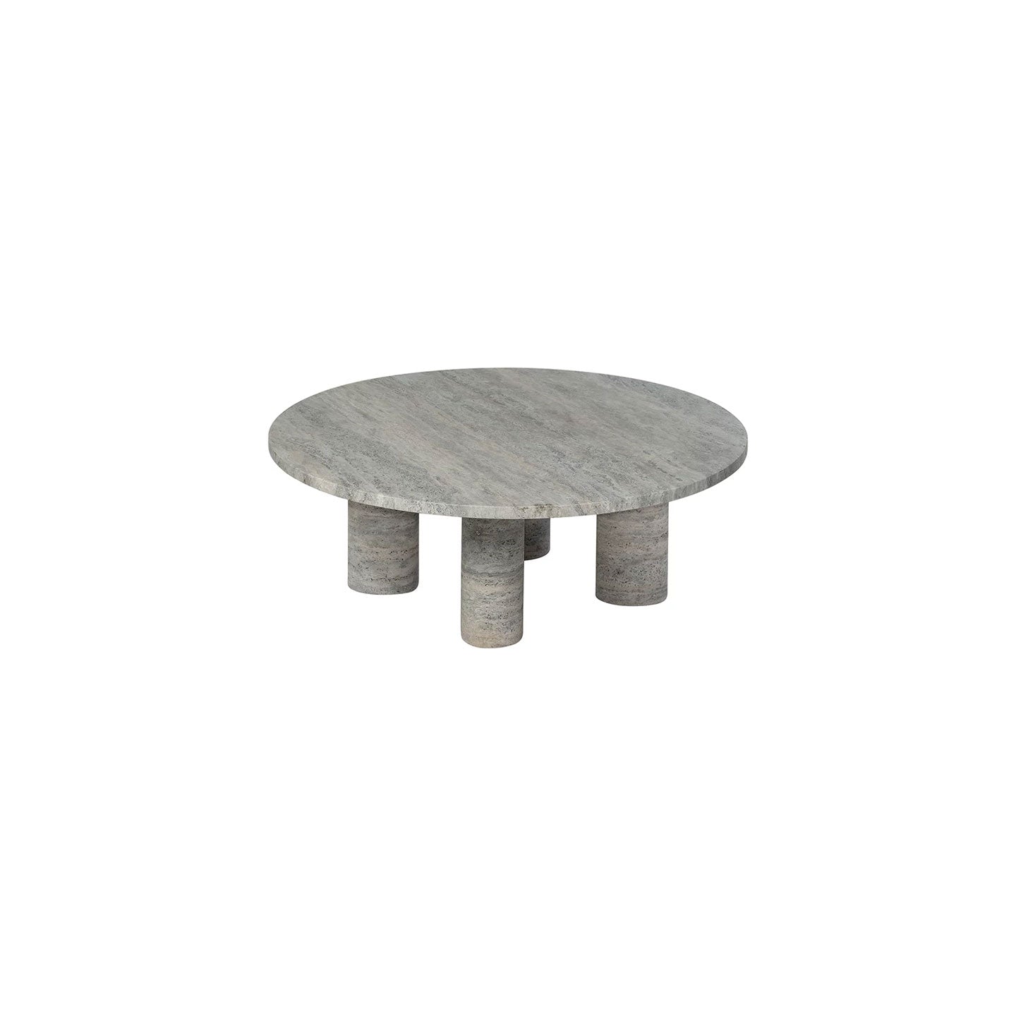Couchtisch VOLOS in Naturstein - silver travertine / S - rund - Couchtisch