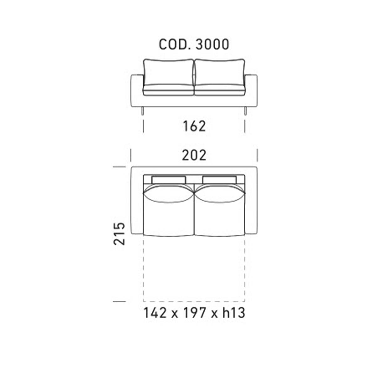 Dienne Salotti Club Schlafsofa in Stoff konfigurierbar (Cod. 3000 - B202 x T110 x H89cm)