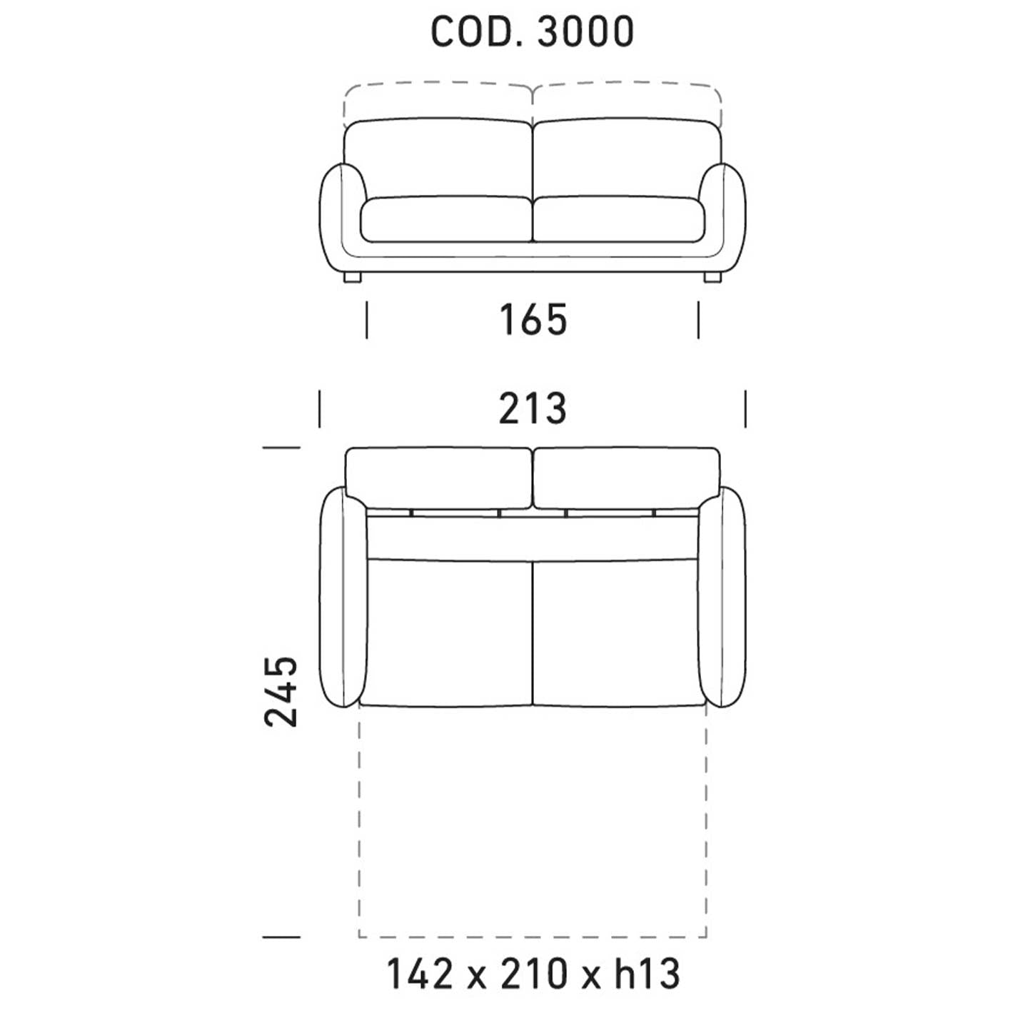 Dienne Salotti Schlafsofa Bob in Stoff cod. 3000 B213 x T110 x H82cm Schlafsofa Stoff