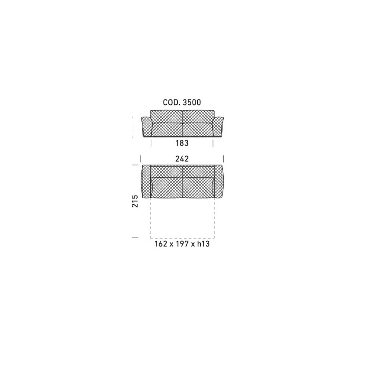 Dienne Salotti Schlafsofa Bubble Diamond in Stoff cod. 3500 B242 x T97 x H79cm Schlafsofa Stoff