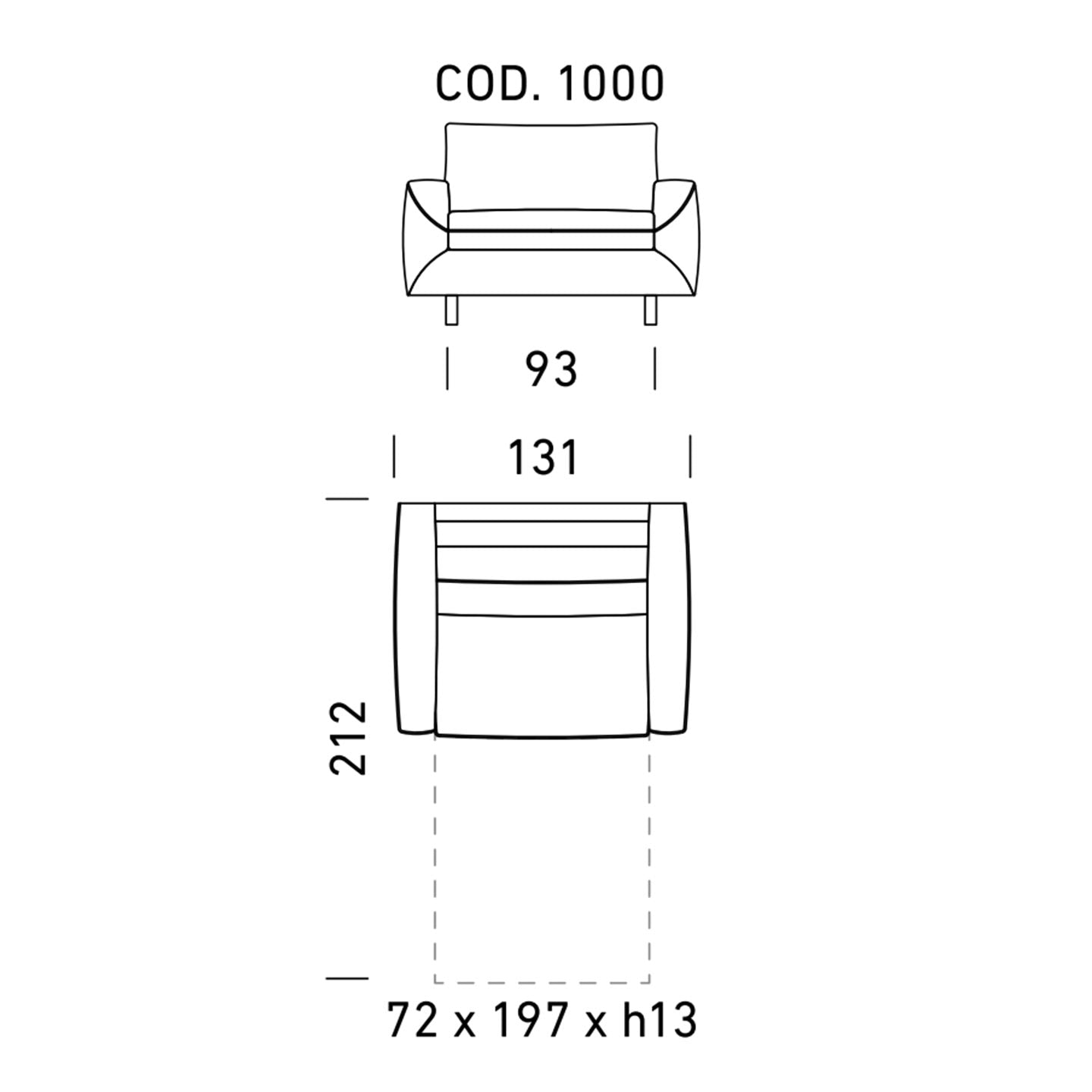 Dienne Salotti Schlafsofa Cannes in Stoff cod. 1000 B131 x T104 x H89cm Schlafsofa Stoff