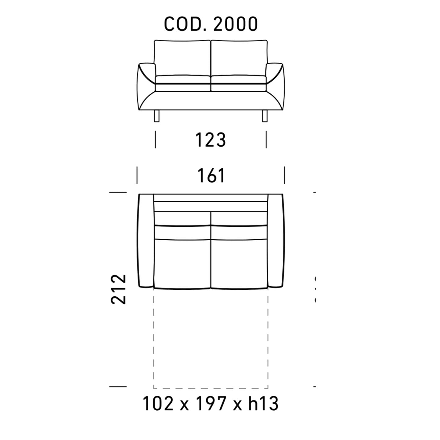 Dienne Salotti Schlafsofa Cannes in Stoff cod. 2000 B161 x T104 x H89cm Schlafsofa Stoff