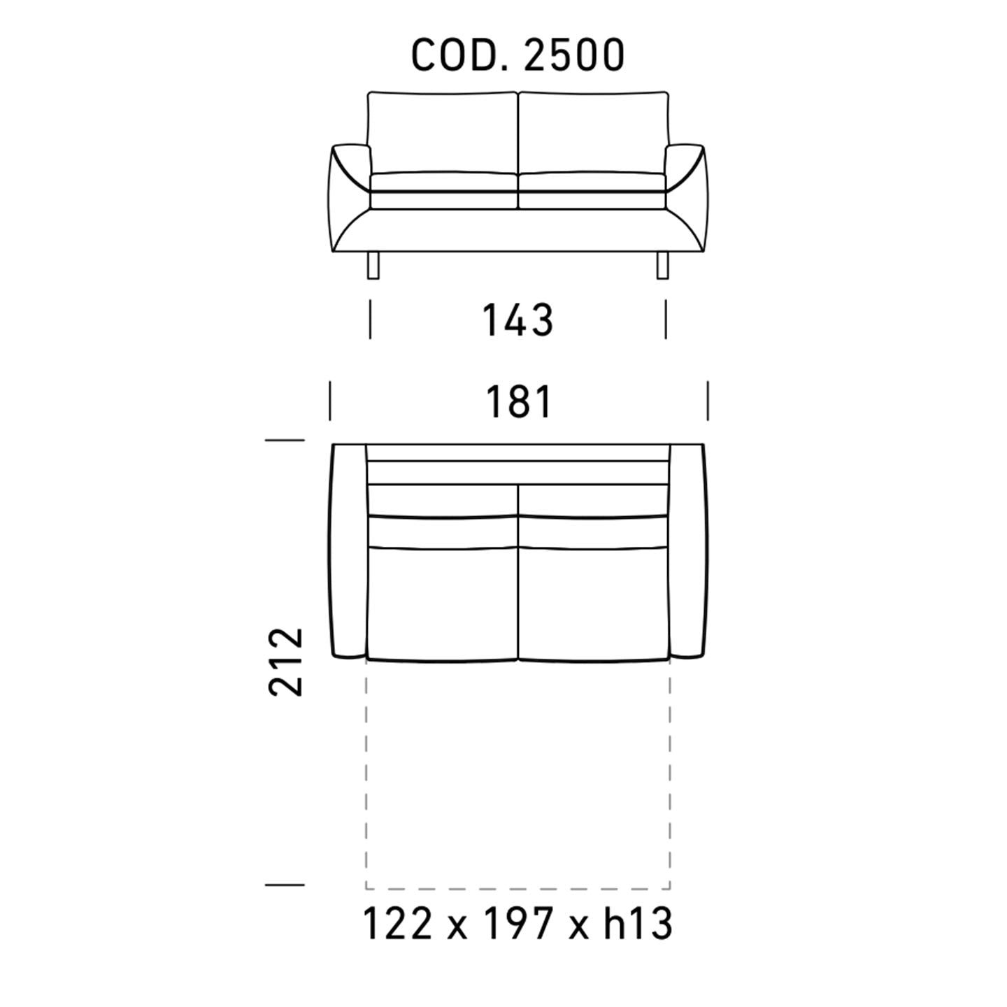 Dienne Salotti Schlafsofa Cannes in Stoff cod. 2500 B181 x T104 x H89cm Schlafsofa Stoff