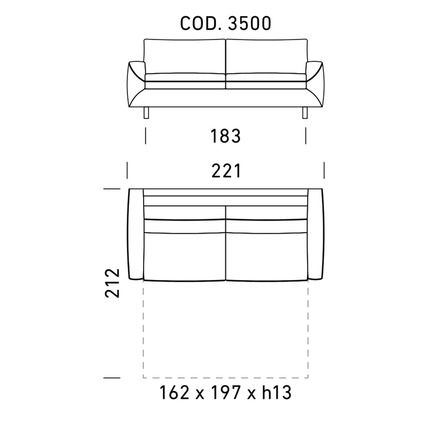 Dienne Salotti Schlafsofa Cannes in Stoff cod. 3500 B221 x T104 x H89cm Schlafsofa Stoff