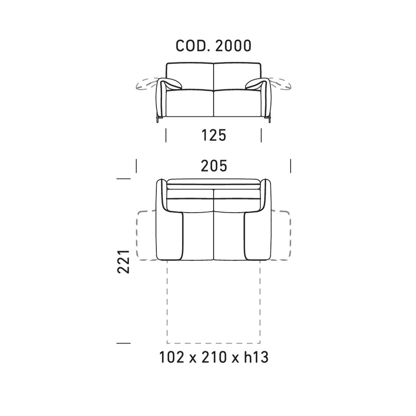 Dienne Salotti Schlafsofa Cloud in Stoff - cod. 1000 - B125 x T109 x H81cm - Schlafsofa Stoff