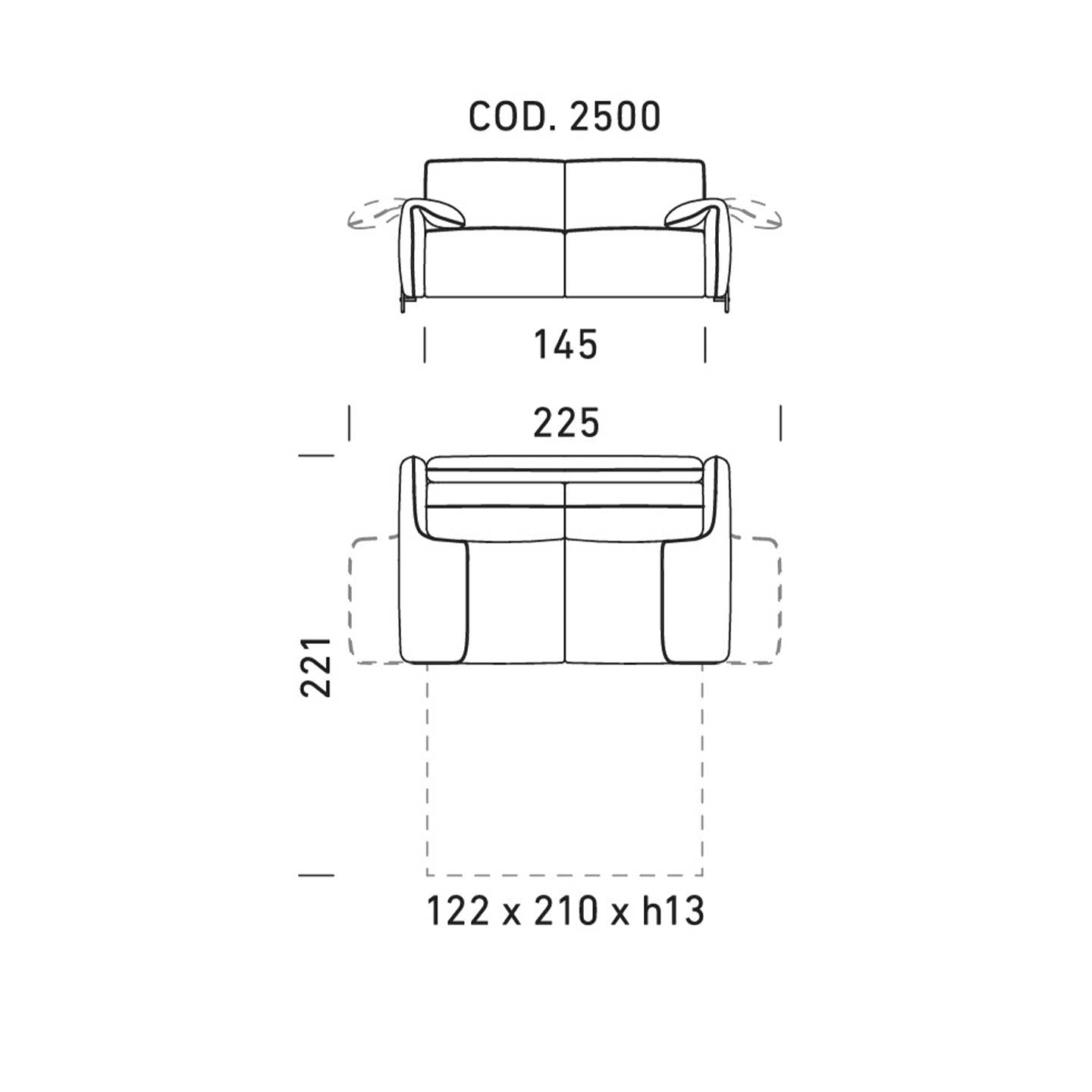 Dienne Salotti Schlafsofa Cloud in Stoff - cod. 2500- B175 x T109 x H81cm - Schlafsofa Stoff