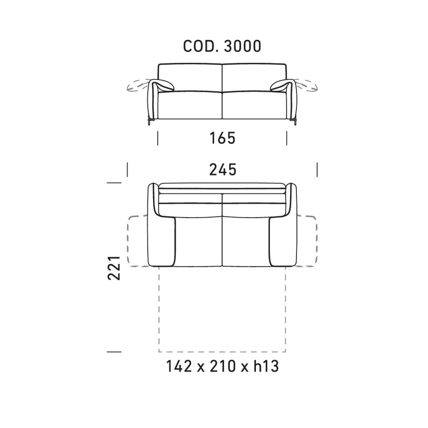 Dienne Salotti Schlafsofa Cloud in Stoff - cod. 3000 - B195 x T109 x H81cm - Schlafsofa Stoff