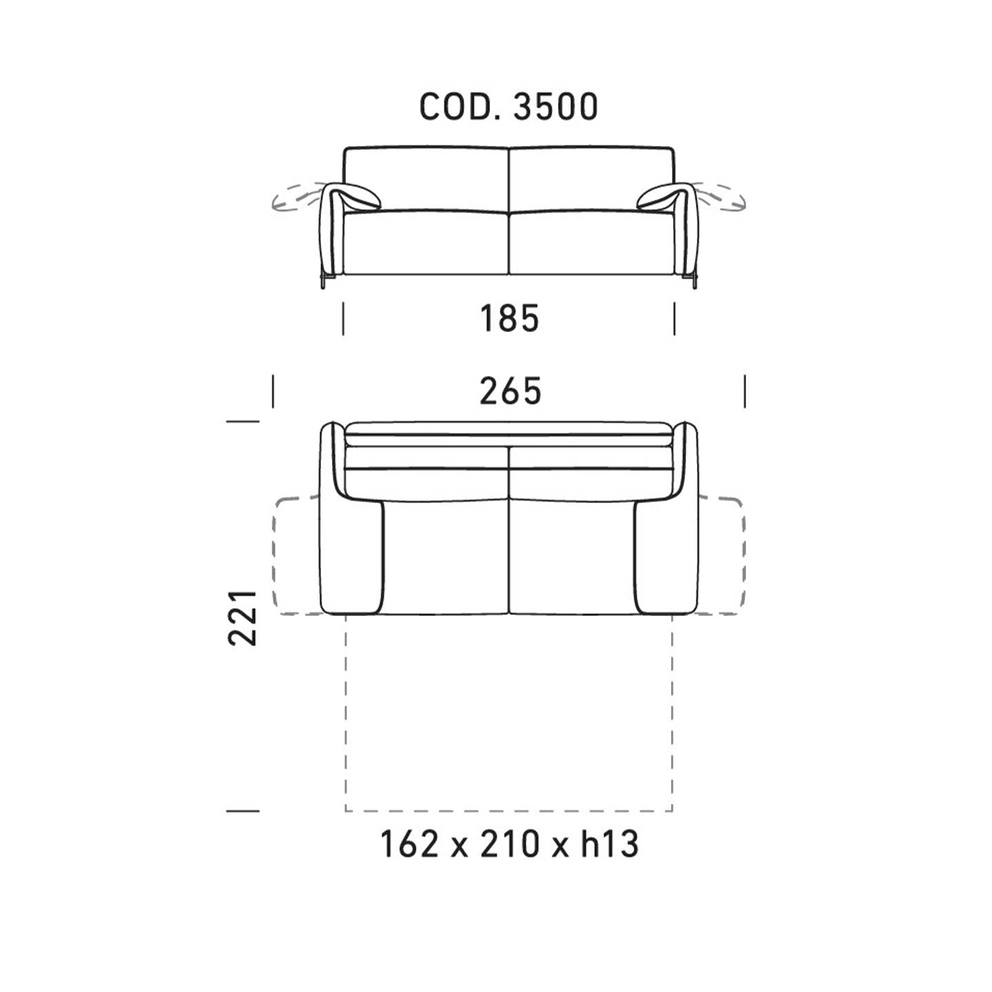 Dienne Salotti Schlafsofa Cloud in Stoff - cod. 3500 - B215 x T109 x H81cm - Schlafsofa Stoff